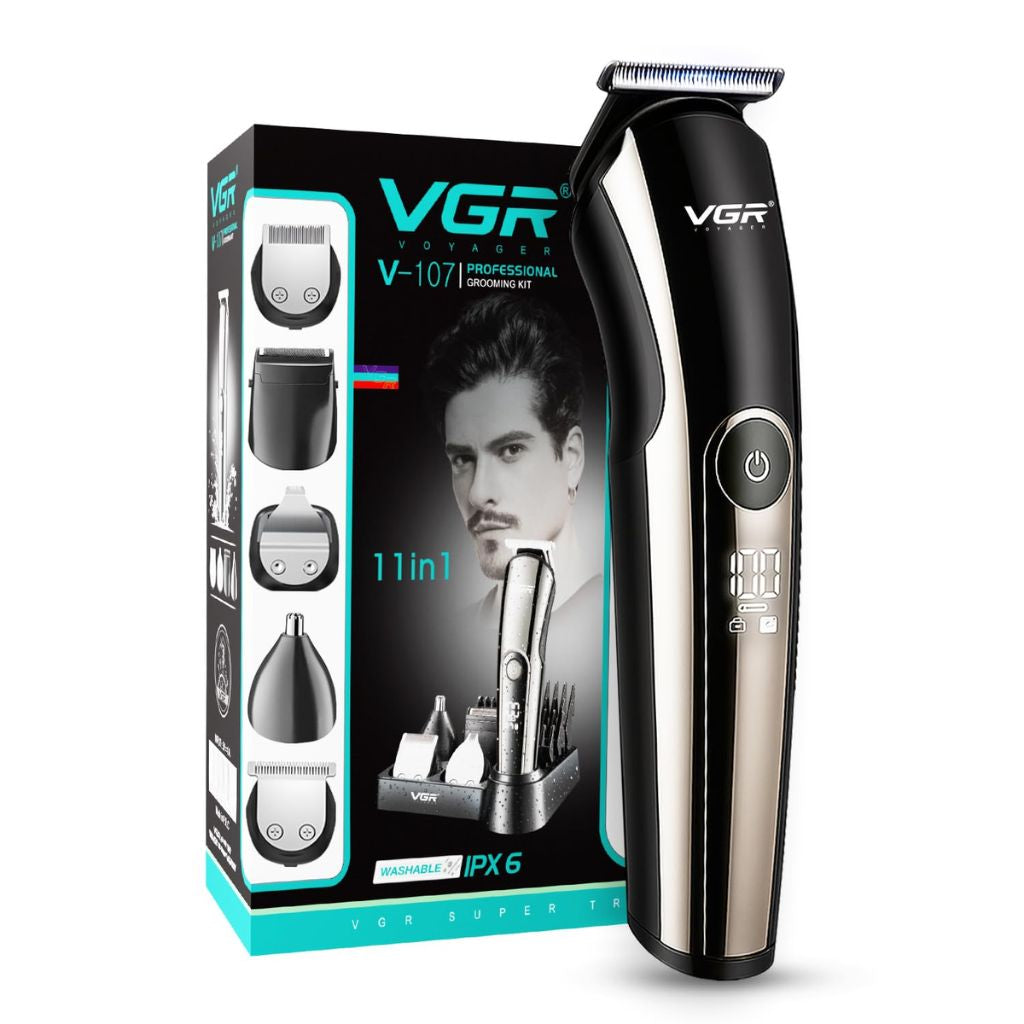 مجموعة العناية والحلاقة الفاخرة للرجال VGR V-107 المتكاملة (11 في 1)