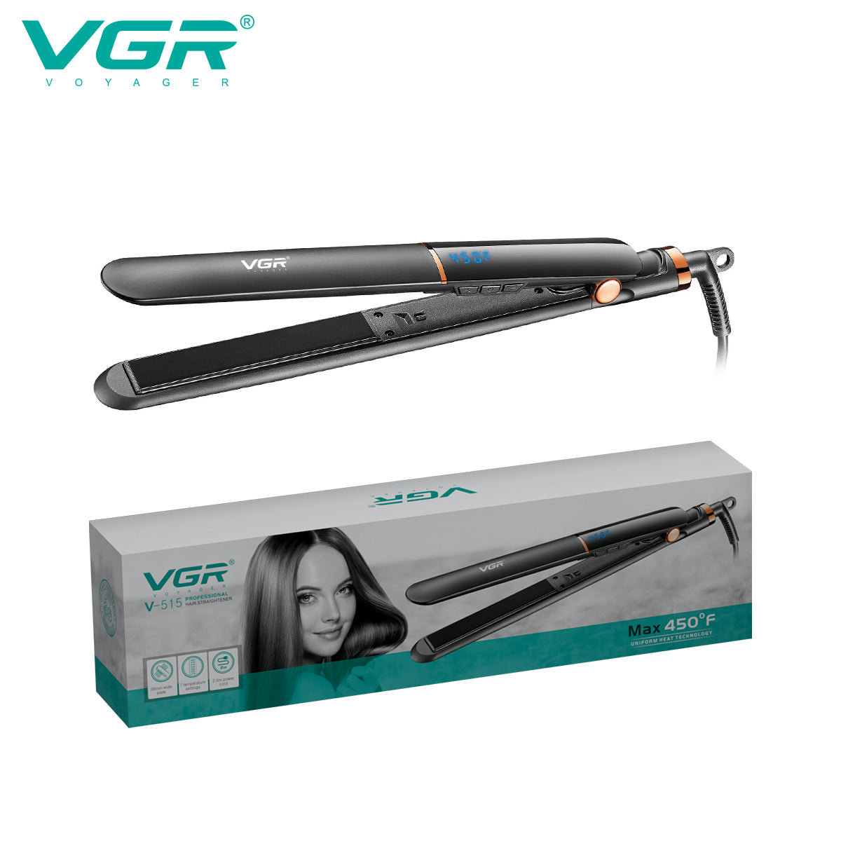 مكواة فرد الشعر الاحترافية VGR V-515 للسيدات