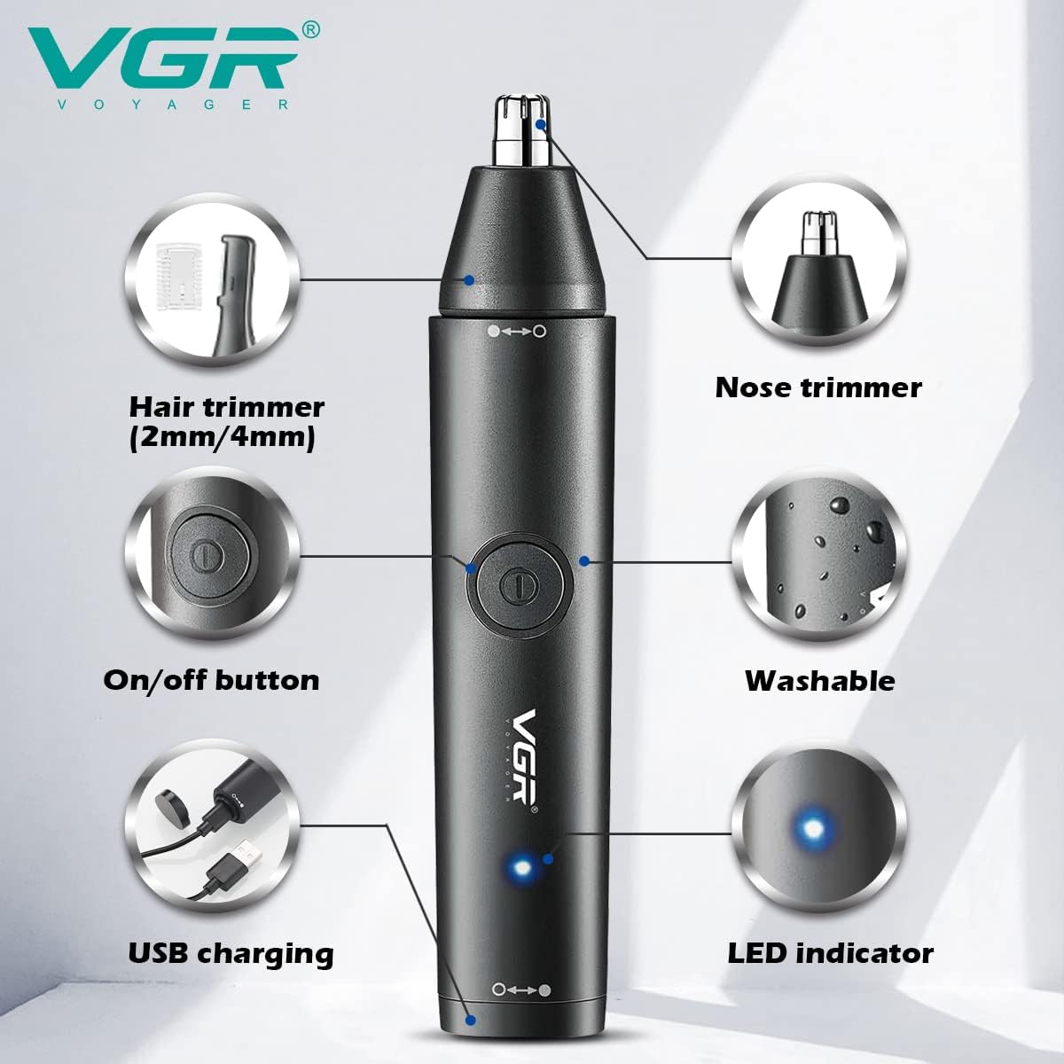 ماكينة تشذيب شعر الأنف والأذن والحواجب VGR V-613 متعددة الاستخدامات