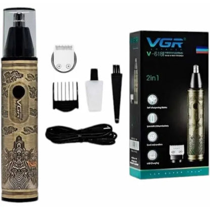 ماكينة تشذيب الشعر وشعر الأنف والأذن VGR V-618 الاحترافية 2 في 1