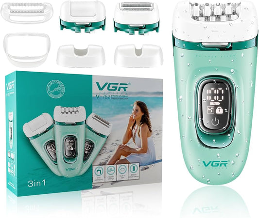 جهاز إزالة الشعر النسائي الاحترافي VGR V-762 المتكامل (3 في 1) لنعومة فائقة