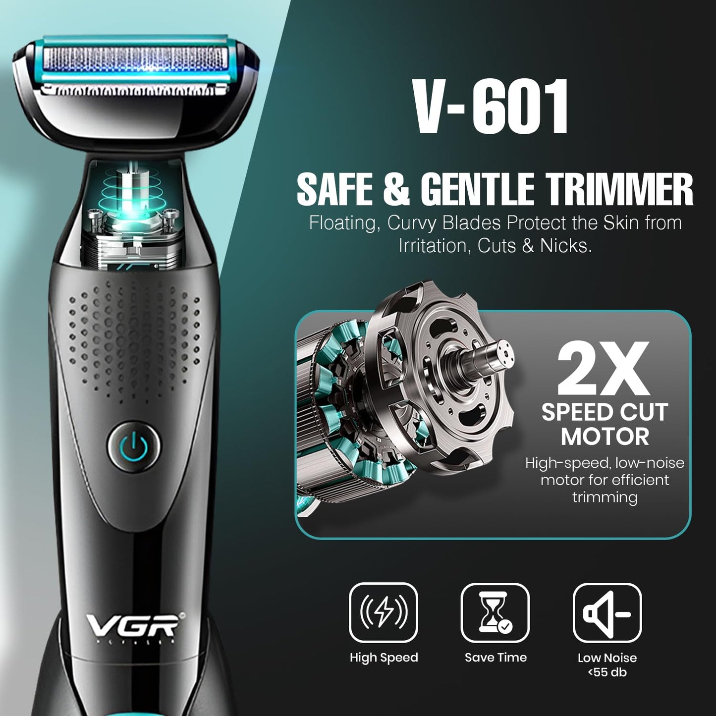 ماكينة تشذيب وإزالة شعر الأنف والأذن الاحترافية VGR V-601 الآمنة