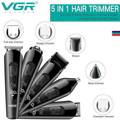 مجموعة العناية والحلاقة المتكاملة للرجال VGR V-175 الاحترافية (5 في 1)