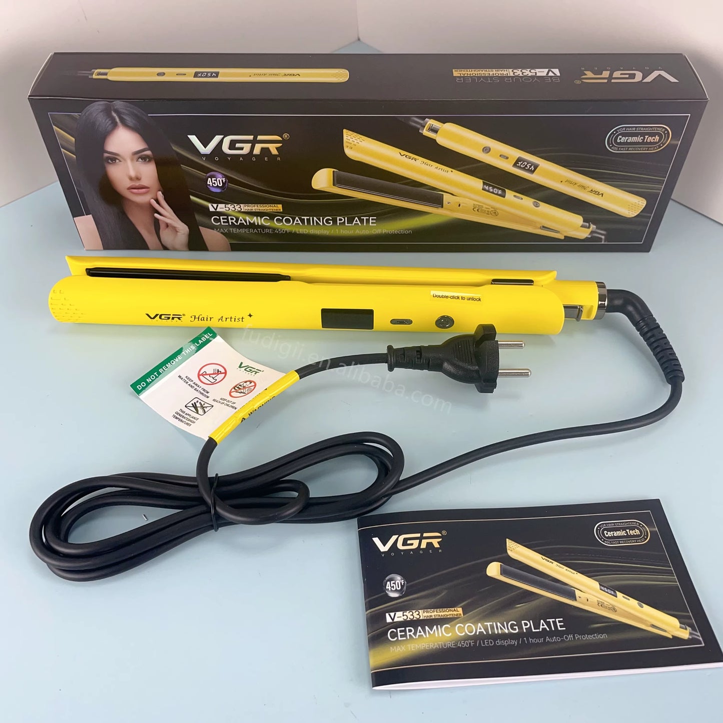 مكواة فرد وتصفيف الشعر الاحترافية VGR V-533 بشاشة رقمية وألواح سيراميك