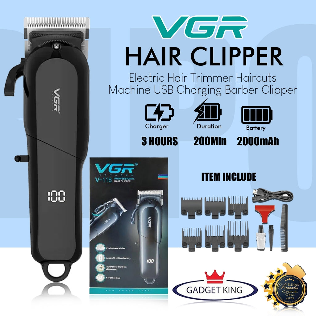 ماكينة قص وتدريج الشعر الاحترافية للرجال VGR V-118 عالية الأداء