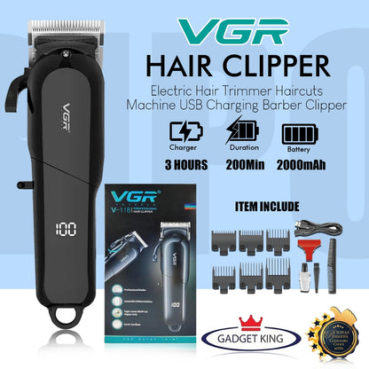 ماكينة قص وتدريج الشعر الاحترافية للرجال VGR V-118 عالية الأداء